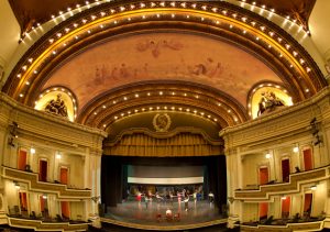 City Ballet dancers hold class inside the Spreckels Theatre. Photo: courtesy City Ballet of San Diego.  