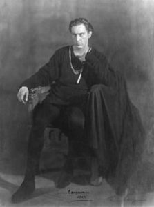 John Barrymore made a career out of playing Hamlet, as this image from 1922 reflects. Public domain photo.