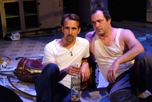 Austin (Francis Gercke, left) and Lee (Manny Fernandes) are three sheets and eons from the truth. Photo by Daren Scott.
