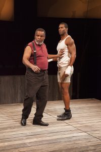Ray nthony Thomas and Robert Christopher Riley in Old Globe The Royale. Jim Cox Photo