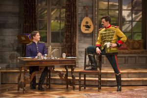 Zach Appelman, left, and Enver Gjokaj in Old Globe Theatre's Arms and the Man. Photo by Jim Cox.
