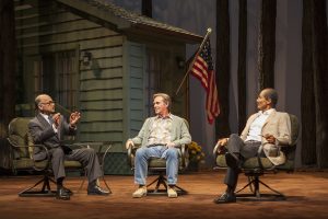 Ned Eisenberg, Richard Thomas and Khaled Nabawy, left to right, in Lawrence Wright's Camp David at The Old Globe Theatre. Jim Cox Photo.