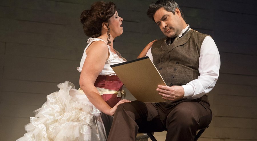 Melissa Fernandes as Dot the mistress, and Jon Lorenz as Georges, the obsessed artist. Photo: Iontheatre